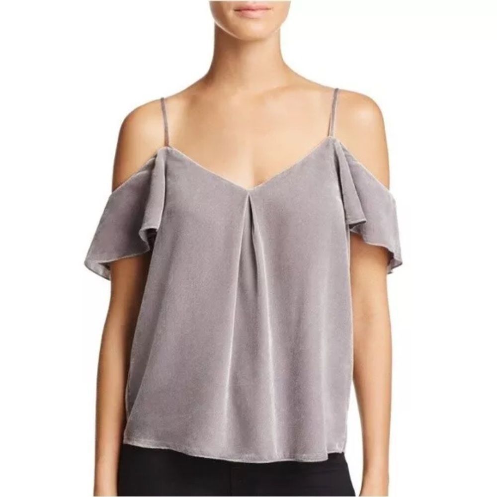 Joie Womens Adorlee G Silk Blend Cold Shoulder Camisole Top Gray Size Medium